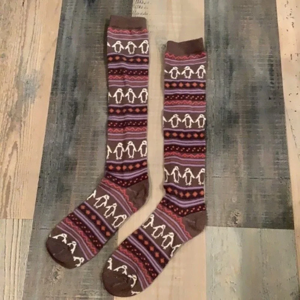 Penguin Winter Holiday Long Socks Unisex Christmas Time Cozy Gift OS Fits Most
